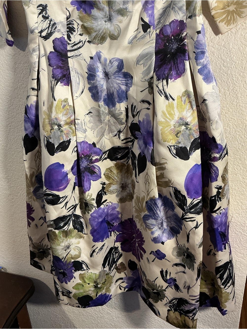 Alex Marie Cream & Purple Floral Dress - Picture 3 of 5
